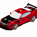 Red Sports Car Featuring Black Accents Rear Spoiler Sporty Wheels And Sleek Design