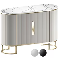 Luxury Console Side Cabinet With Marble Top Golden Frame Striped Doors
