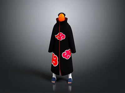 Black Long Sleeve Robe With Red Cloud Patterns For Daily Casual Wear 3d model