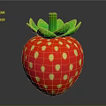 Fresh Red Strawberry With Yellow Seeds And Vibrant Green Leafy Top