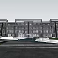 Modern Multistory Building Exterior Featuring Glass Curtain Walls And Landscaped Greenery With Steps