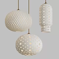 White Ceramic Hanging Pendant Lights With Hollow Out Dot And Diamond Patterns 3d model