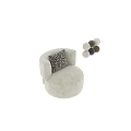Modern Beige Upholstered Single Sofa With Rounded Arms And Black White Abstract Pillow