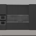 Sleek Modern Kitchen Sideboard With Dark Colored Cabinets Illuminated Countertop And Built In Oven