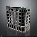 Detailed White Building Model With Multiple Floors Arched Windows And Green Roof