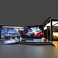 MG Car Exhibition Display With Stage Screen And Multiple Car Models 3d model