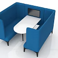 Modern Blue Booth Sofa With White Round Table For Lounge Space 3d model
