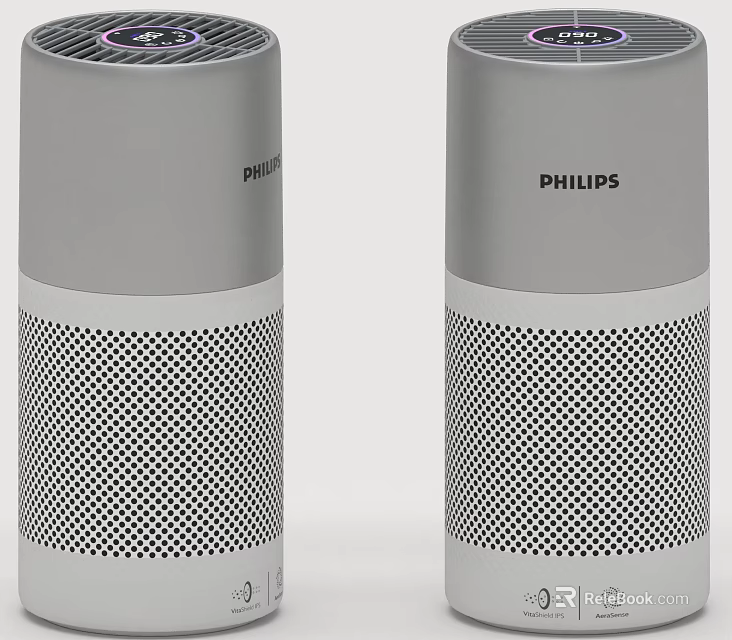 Philips Cylindrical Air Purifier With Gray Mesh Design For Home Use 3d model 