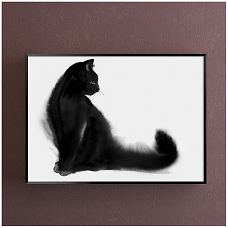 Modern Animal Painting Simple Black and White Study Animal Cat Decorative Painting 3d model