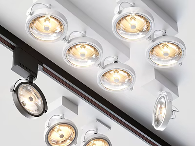 Modern Ceiling Mounted Downlights and Spotlights for Bright Home Interior Illumination 3d model