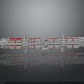 Space Station Model With Interconnected White Red Modules For Space Exploration