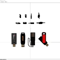 Portable Assorted USB Flash Drives And Data Cables With Lanyards Different Colors For Daily Use