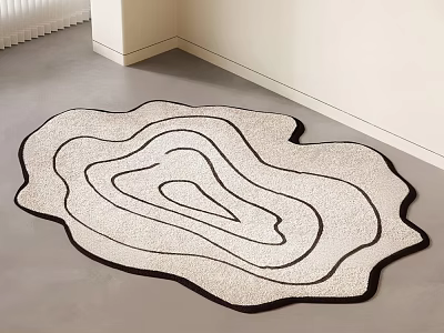 Modern Abstract Shaped Rug With Black And White Layered Lines For Indoor Decor 3d model