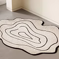 Modern Abstract Shaped Rug With Black And White Layered Lines For Indoor Decor