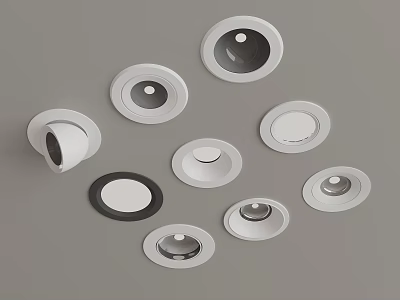 Modern Downlights And Spotlights With Various Styles White Black Round Design For Home Lighting 3d model