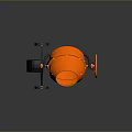 Orange Concrete Mixer With Metal Stand Black Wheels On Dark Background