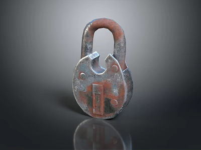 Rusty Metal Door Handle With Vintage Design And Durable Construction Features 3d model