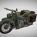 Vintage Green Military Style Motorcycle With Side Cases And Classic Design