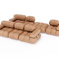Modern Brown Sectional Sofa Featuring Modular Cube Design For Living Room 3d model