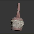 Pink Decorative Sculpture Carving With Loop Handles And Intricate Base Patterns