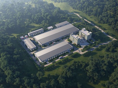 Bird's-eye view planning of industrial plant 3d model