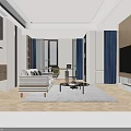 Modern Bedroom Interior Design With Wavy Accent Wall Upholstered Bed And Wall Sconces