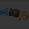 Public Facility Green Waste Container With Blue Barrels Wooden Pallets And Shovel