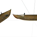 Two Traditional Wooden Boats With Natural Wood Plank Design On White Background