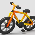 Colorful Kids Bicycle With Yellow Orange Gradient Frame Black Wheels And Seat On White Background