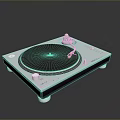 Light Blue Turntable Vinyl Record Player With Stylish Base And Rotating Platter 3d model