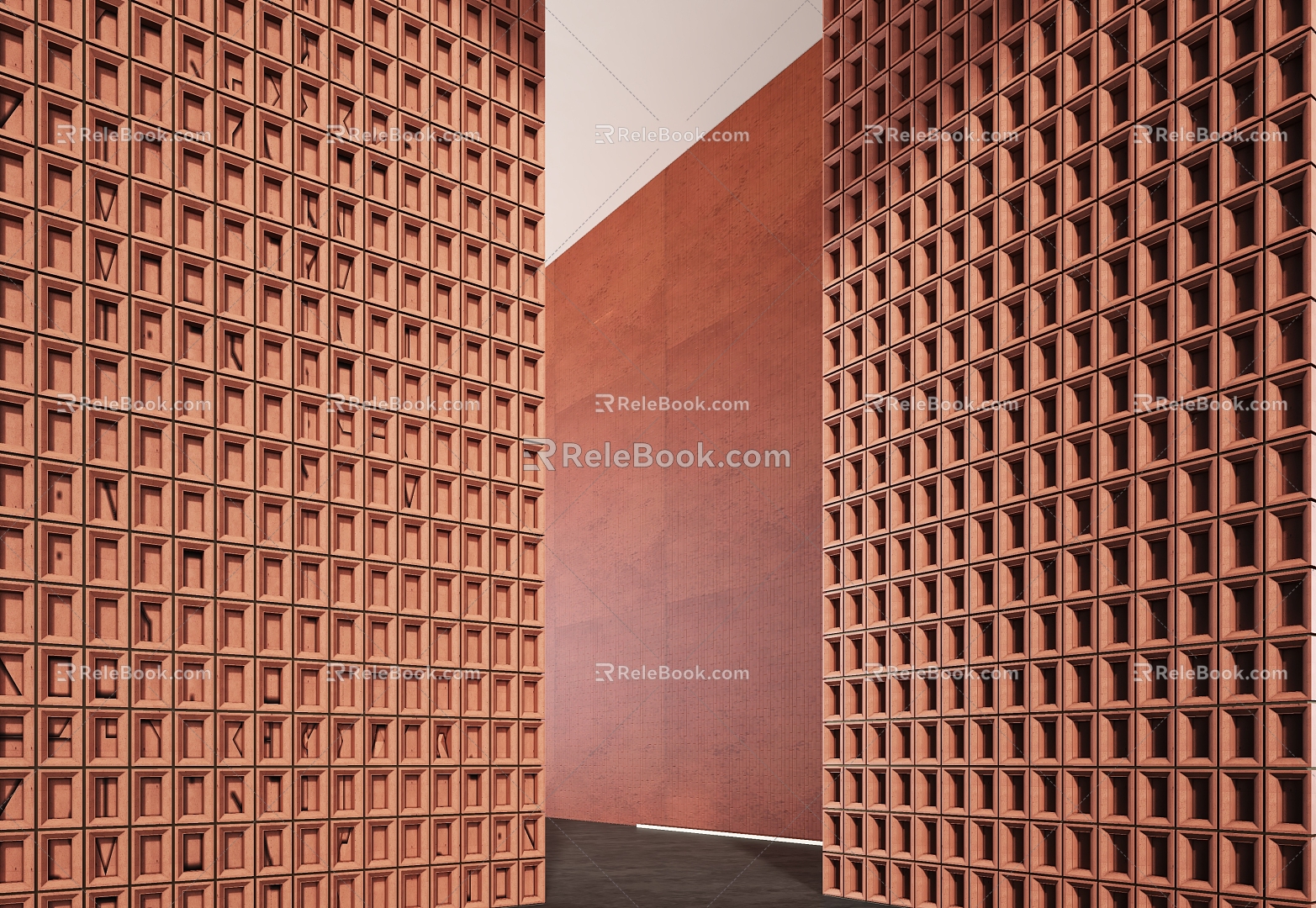 Red brick wall brick wall 3d model