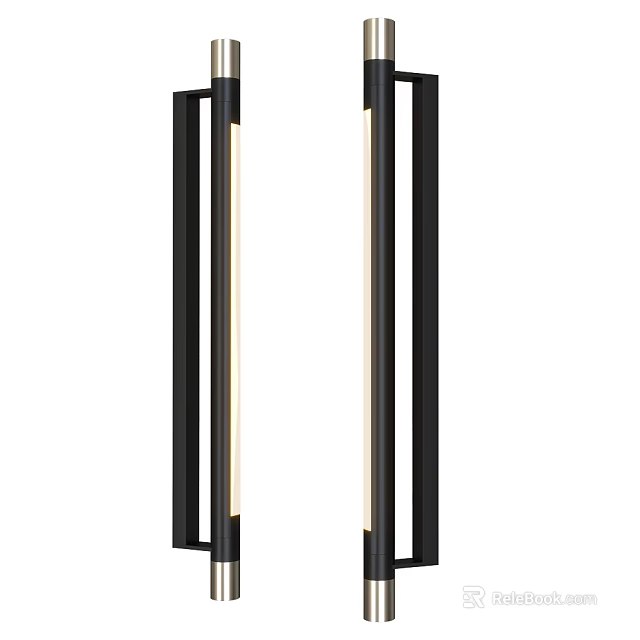 Modern Black Vertical Wall Lights With Sleek Design And Luminous Strips 3d model 