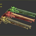 Vintage Revolver Collection With Wooden Grips Metal Barrels And Different Color Finishes