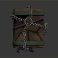 Leather Bound Book Stack Secured With Metal Chains And Lock Featuring Green Brown Covers 3d model
