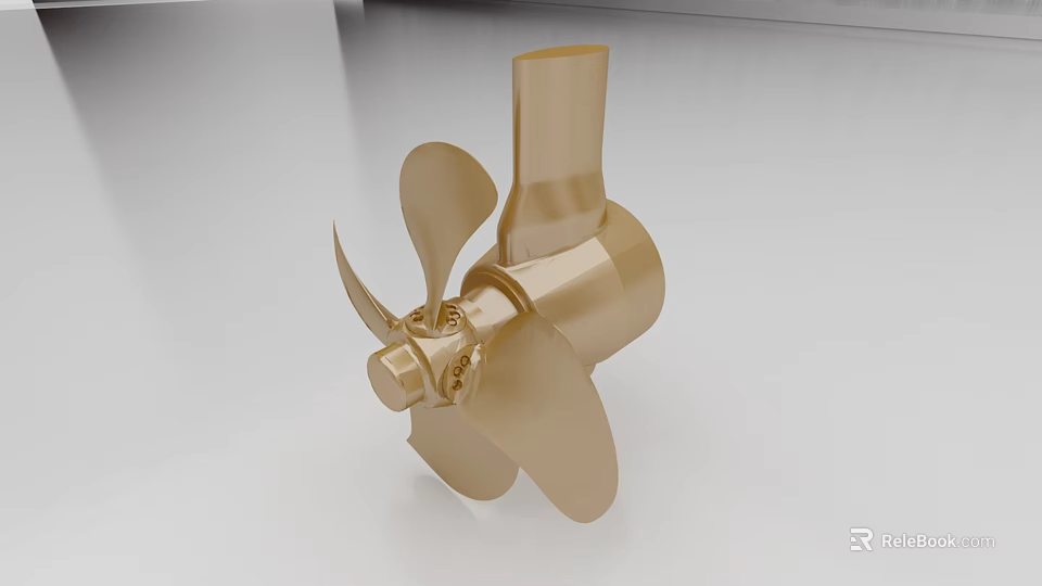 Ship Propeller Marine Component With Golden Brass Finish And Precision Engineering Design 3d model 
