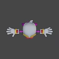 Cartoon Character With Purple Fur White Purple Outfit Yellow Goggles And Red Shoes