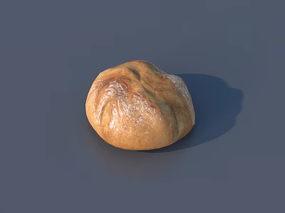 Golden Brown Artisan Bread With Round Shape And Crusty Surface On Gray Background 3d model