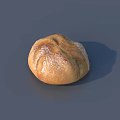 Golden Brown Artisan Bread With Round Shape And Crusty Surface On Gray Background 3d model