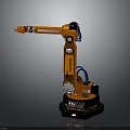Orange Industrial Robotic Arm With Mechanical Joints Blue Cables And Stable Base
