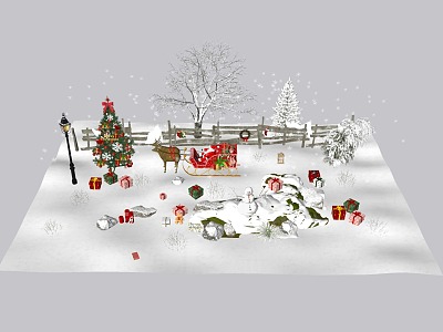 Snowscape Snowman Snowscape Tree Christmas Tree Santa Claus Gift Snowscape Sick 3d model