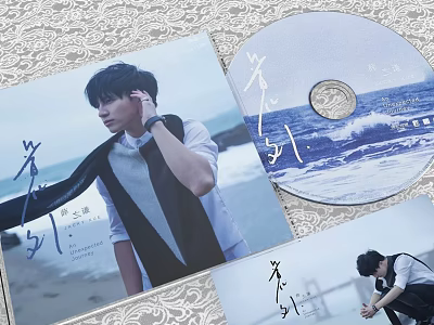 Lifestyle Music CD Album With Seaside Theme Photo Prints And Cover Art 3d model