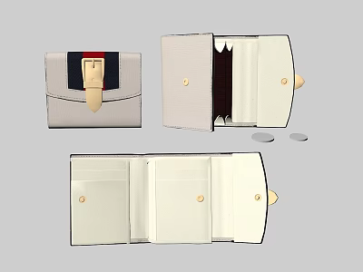 Stylish Leather Wallet Design With Gold Accents And Organized Interior Card Slots And Compartments 3d model