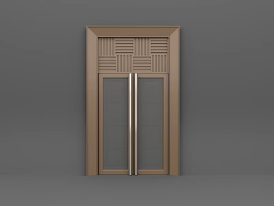 Amusement Park Equipment Entrance Gate With Brown Frame Glass Panels And Decorative Top 3d model