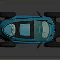 Small Blue Electric Car with Two Seater Modern Compact Design and Large Wheels
