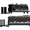 Strada Coffee Machines Professional Kitchen Appliances With Menu Holders And Containers 3d model