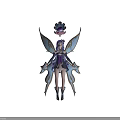 Fantasy Female Character With Purple Hair Blue Wings And Small Crown Decorated Pet Creature