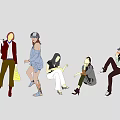 Many characters 3d model