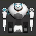 Cute Robot Character With Panda Face Mechanical Arms Tracked Legs And Round Body Design