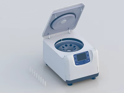 Advanced Medical Centrifuge With Opened Lid Digital Display And Test Tubes For Laboratory Use 3d model