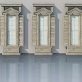 orbidStyle Casement Doors With Decorative Frames And White Wall Gray Floor 3d model
